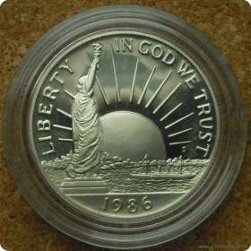 美国1986年 半圆 自由女神像 镍币 1枚